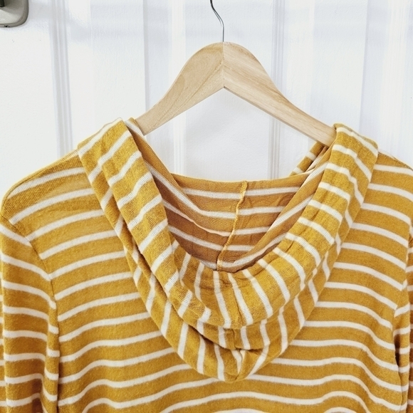 Nautical hoodie knit sweater top yellow and white small - Picture 8 of 11